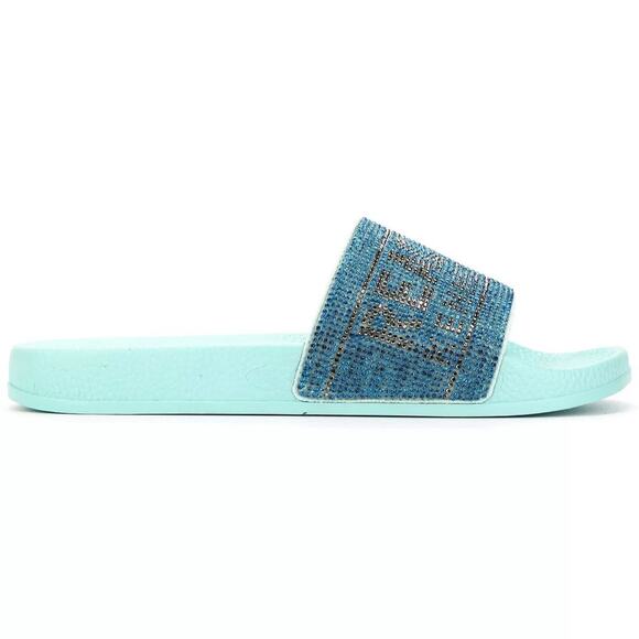 Kenneth Cole Reaction Women Pool Slide Sandal Screen Jewel Size US 10M Turquoise - Picture 2 of 5